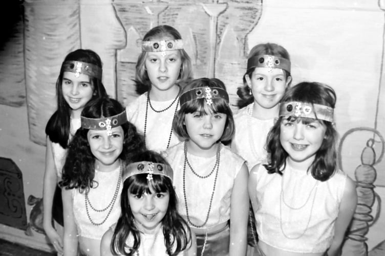 Some of the dancing girls who took part in Tedburn St Mary Amateur Dramatic Society's production of 'Ali Baba' in January 1997. DSC00212