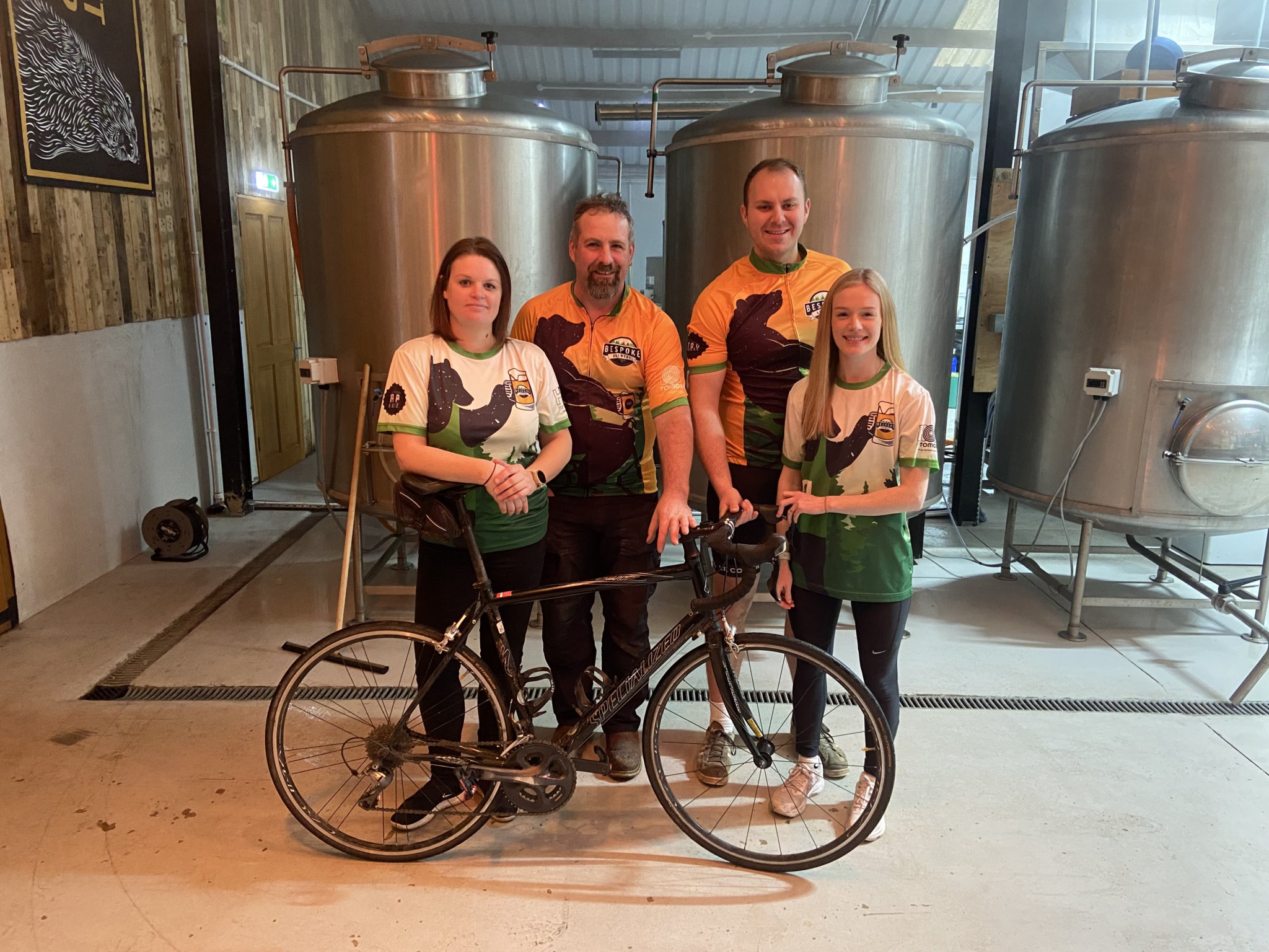 Bespoke Brewery sales manager Jo York, head brewer John Wonder and directors Matthew and Milly Hughes