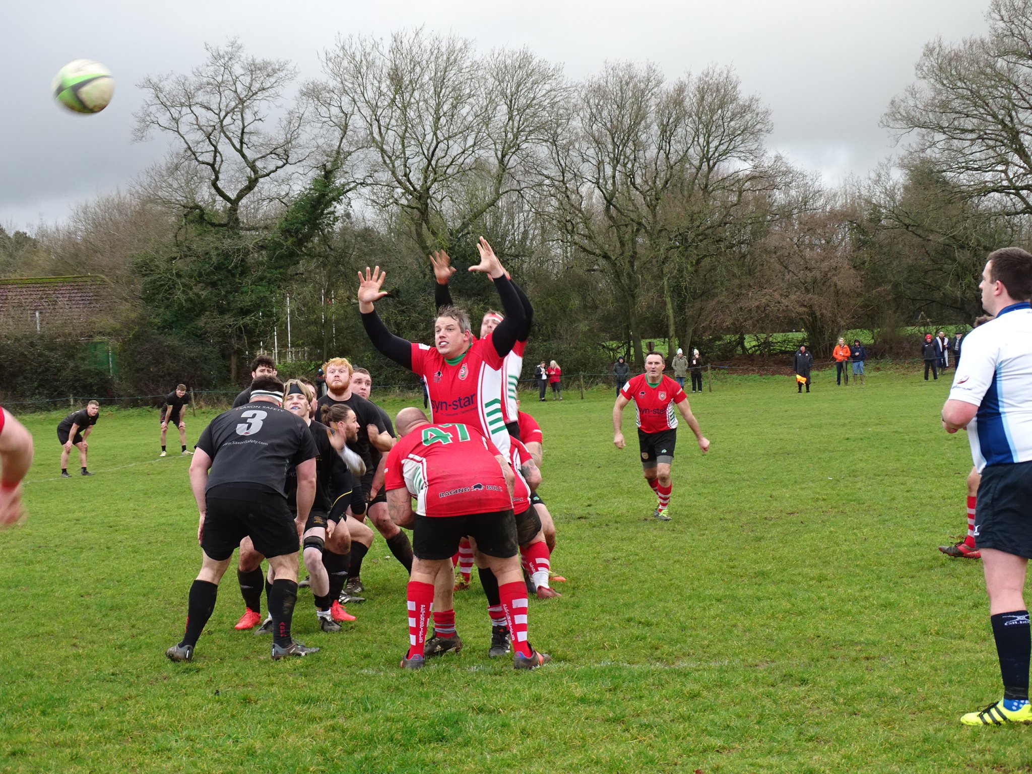 Petersfield compete at a lineout with Andover