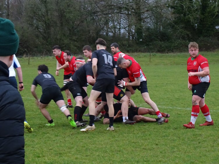 Petersfield’s Lewis McGarr, Jamie Williams, Ryan Morse, Jake Bosher, Jim Elgar and Lee Jones in action