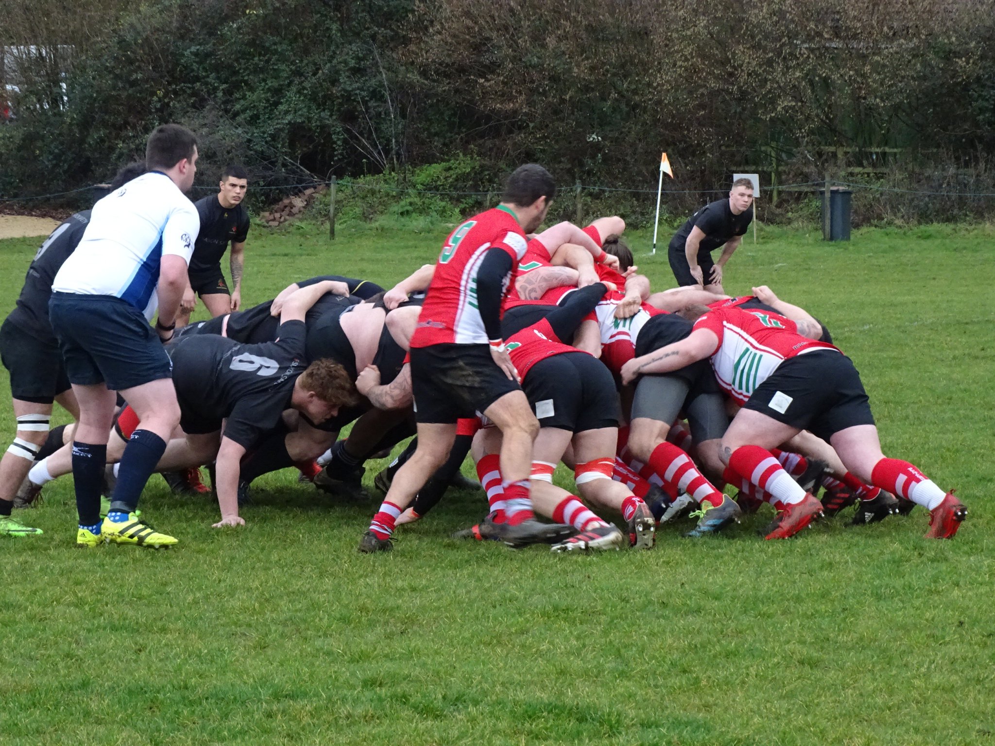 SCRUM TIME: Petersfield compete at the scrum with Andover
