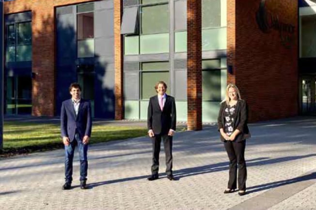 From left: Whitehill Town Council leader Cllr Andy Tree, Oakmoor School head Paul Hemmings and Hampshire county councillor Roz Chadd at Oakmoor School in Bordon.