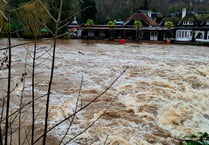 Warning of flood at Bickleigh Bridge between Crediton and Tiverton
