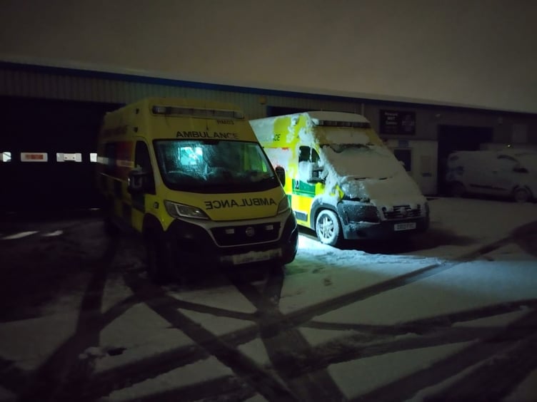 Role 1 Medical independent ambulance service posted a picture of the snow settling on Twitter and warned people to drive safely.