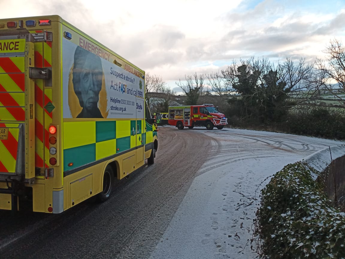 Fire trucks made safe the area and handed the drivers over to teh ambulance service for treatment