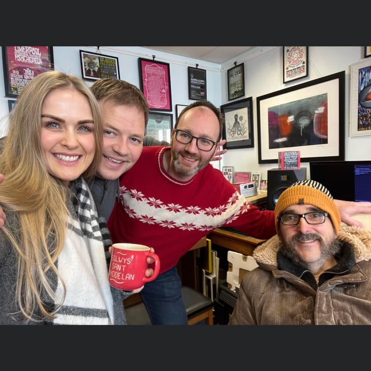 Sammy J, saxophonist, Ian Thompson, singer-songwriter, Ian Wright, keyboards and Gyp Buggane, producer, working on ‘Starting Today’
