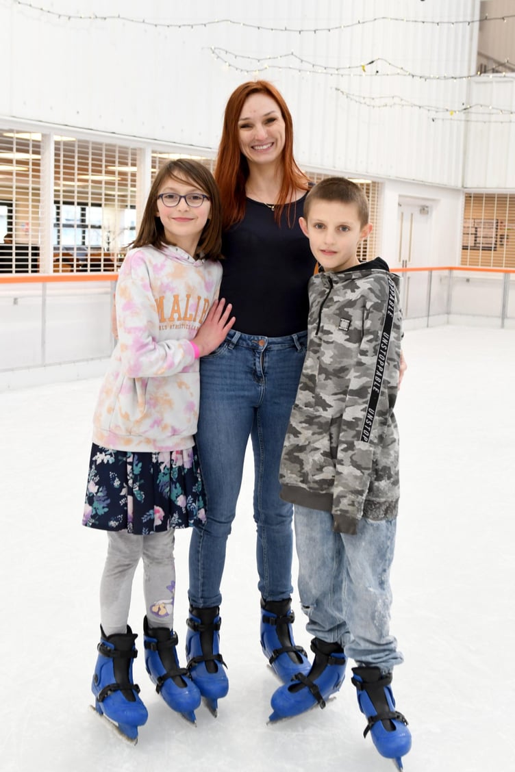 Ice Skating at the Manx Fun Farm - members of the Wright family