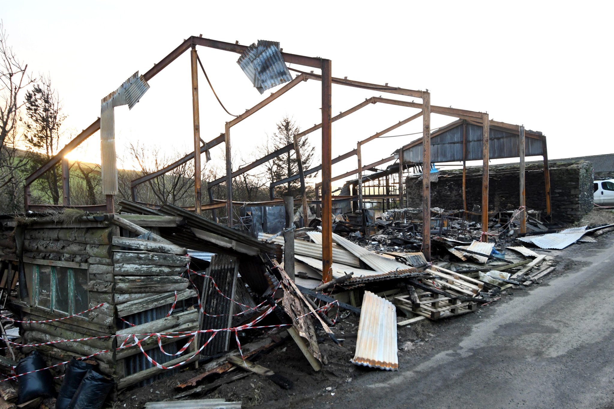 The aftermath of a barn fire at Staarvey farm -