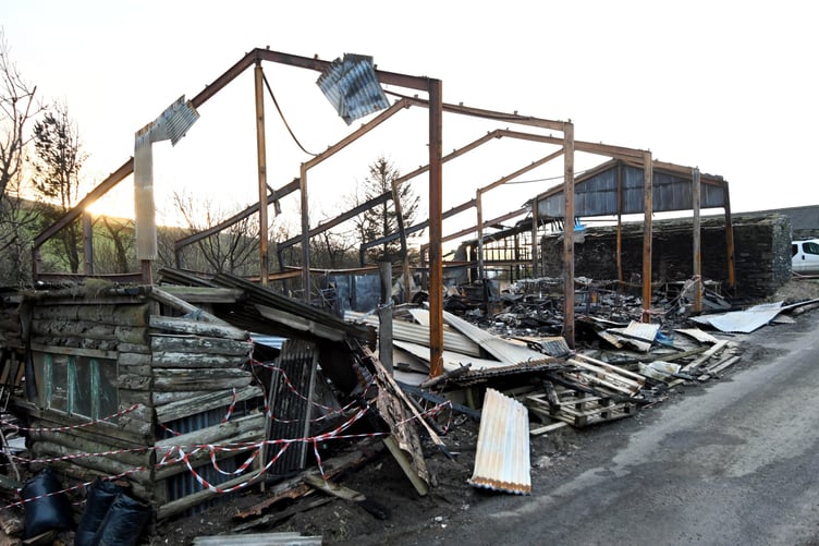 The aftermath of a barn fire at Staarvey farm -
