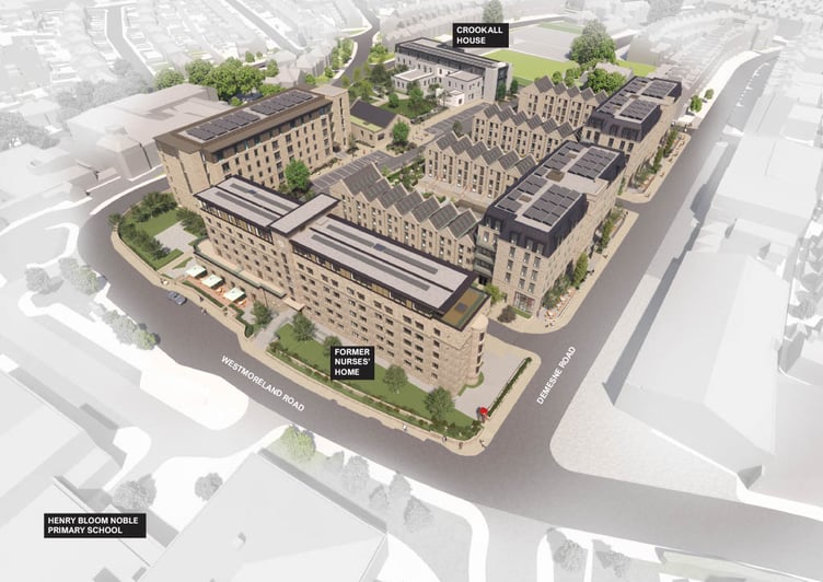 Aerial view of the 'Westmoreland Village' project by MDC