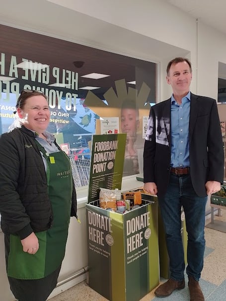 Alice Butcher, partner and community lead at Waitrose Farnham, with Jeremy Hunt on the MP’s recent visit to the Lion & Lamb Yard supermarket