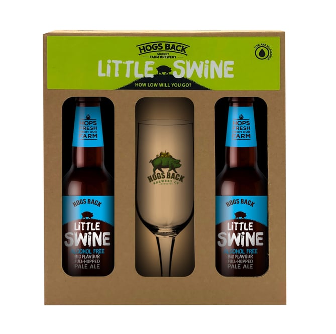 Simply email your name and phone number to competitions@farnhamherald.com to stand a chance of winning a gift pack containing two bottles of Little Swine 0.5% plus a stylish Hogs Back glass