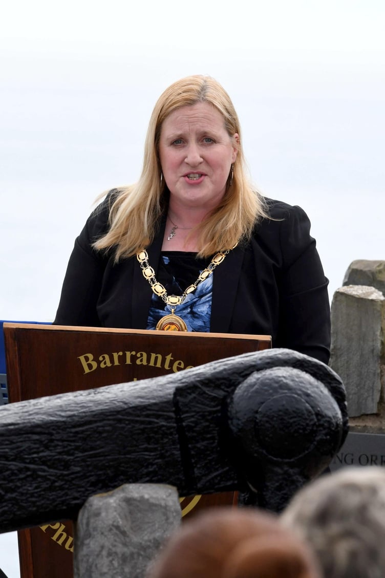 The annual service at Kallow Point in Port St Mary at the anchor of Mona’s Queen which was destroyed on May 29, 1940 during the Dunkirk evacuation - pictured is Dr Michelle Haywood, chair of Port St Mary commissioners