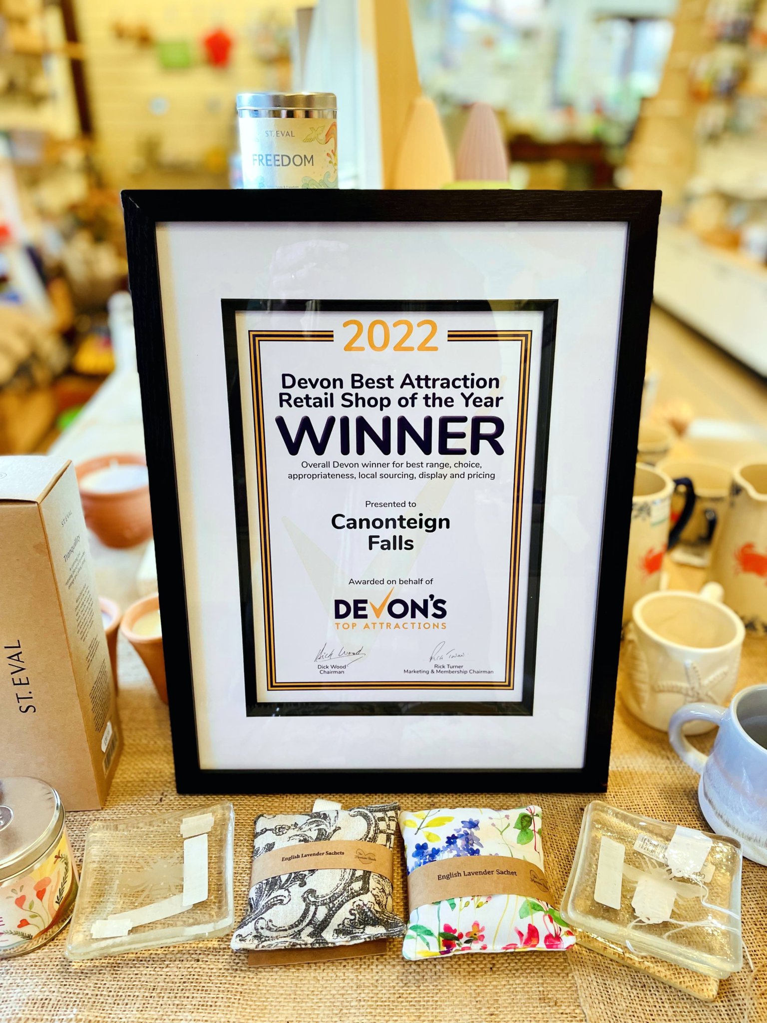 WINNERS: Above, Haldon Forest Park. Below, the Canonteign Falls gift shop.