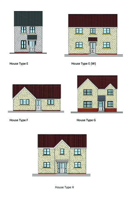 ABOVE: The proposed site layout; Below, the mix of building designs that will make up the 38 property development. Pictures: Cornwall Council/Amity