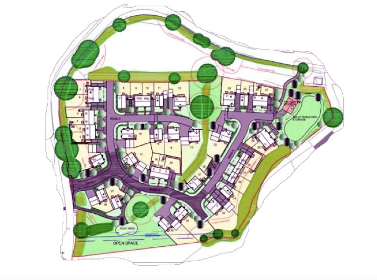 ABOVE: The proposed site layout; Below, the mix of building designs that will make up the 38 property development. Pictures: Cornwall Council/Amity