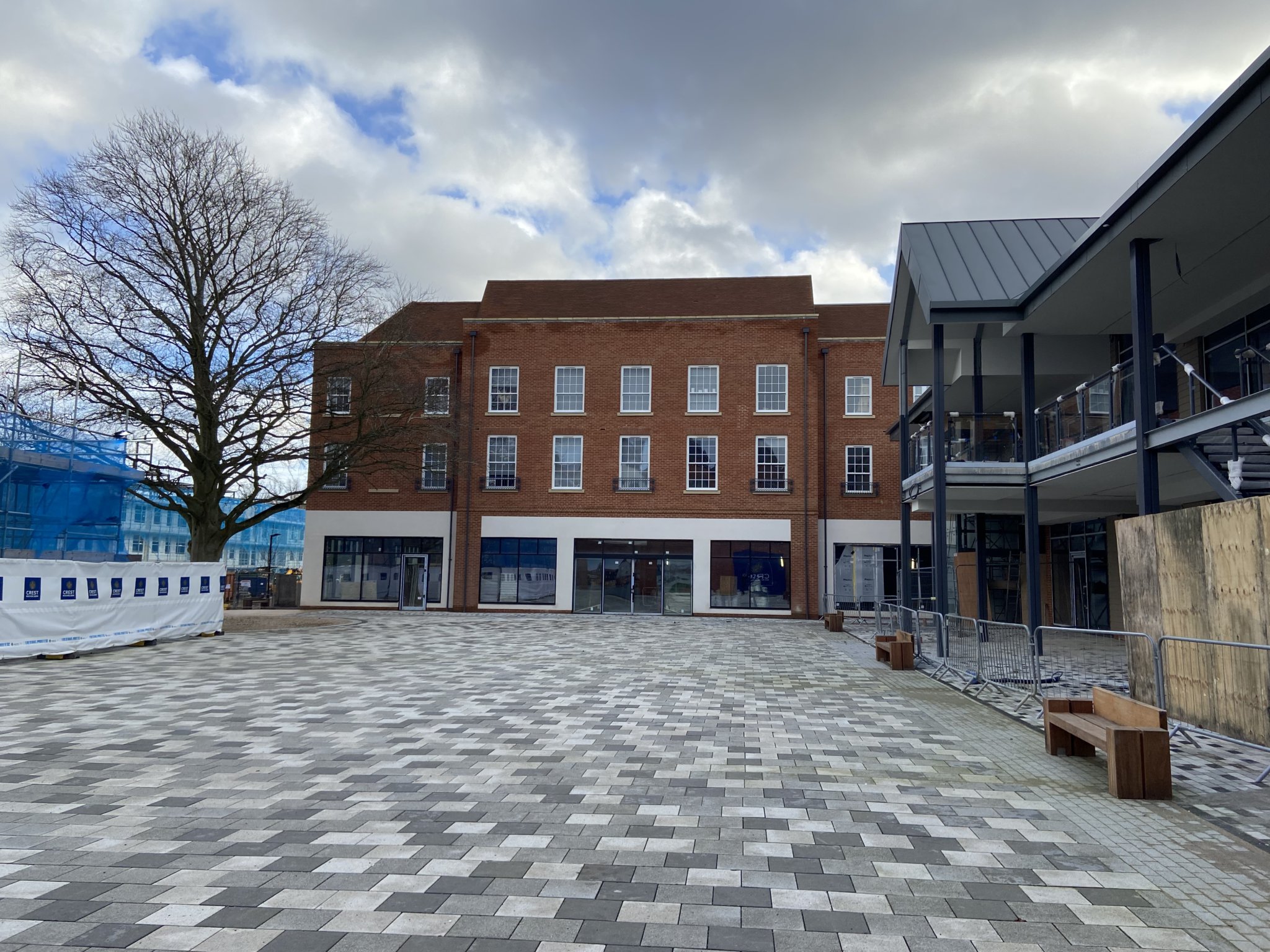The town square looking across to the now-former M&S unit in building D20