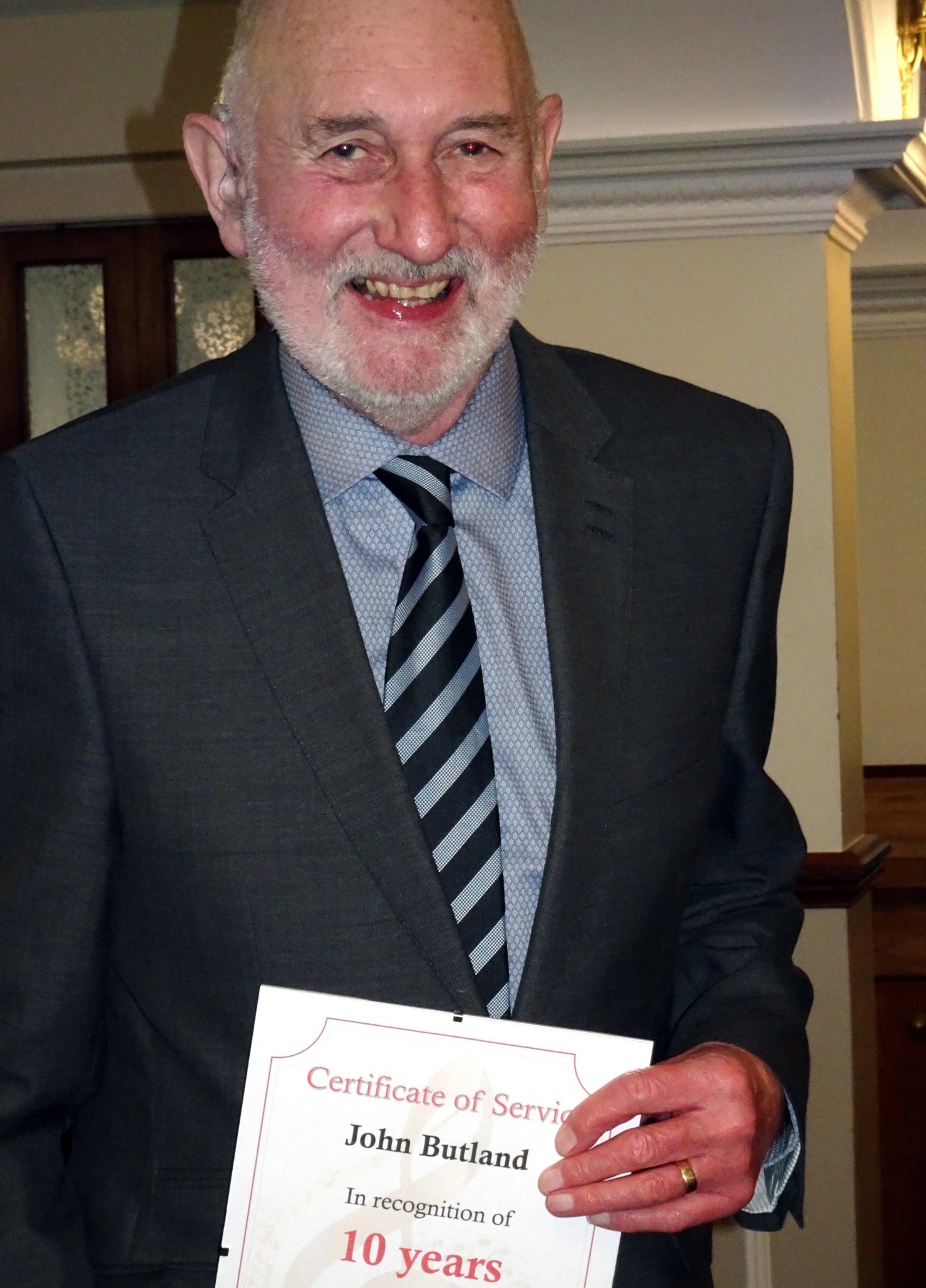 Top Tenor John Butland received a 10Yr Service Award.