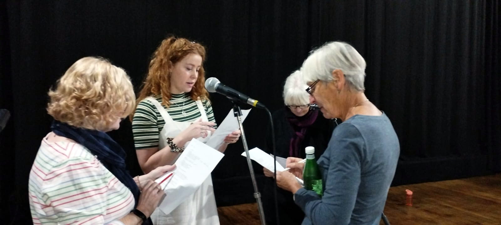 In the recording studio, above, and rehearsing in Bovey Tracey, below.