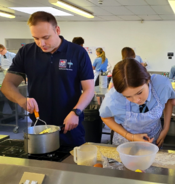 Students at Saltash Community Academy were visited by some Royal Navy chefs