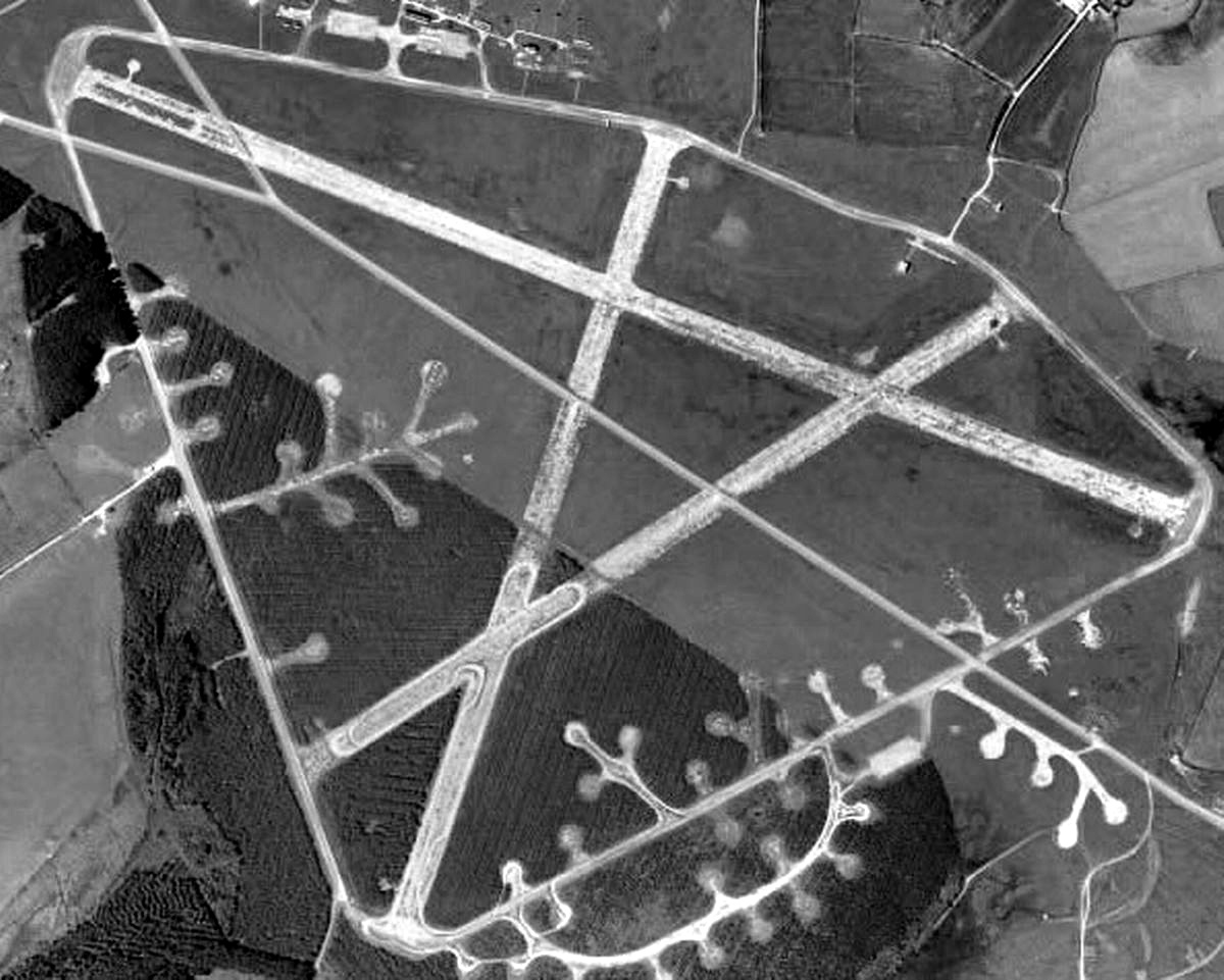 Aerial shot of Davidstow Airfield - the race circuit comprised the northern portion of the airfield