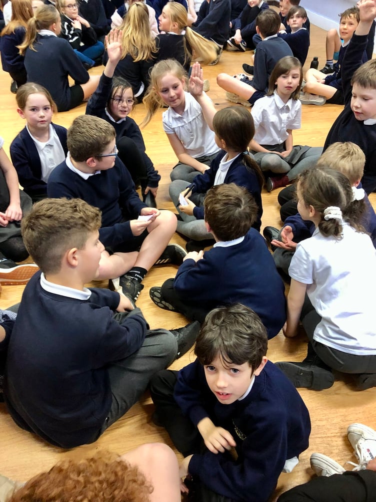 Children were separated into groups to discuss their ‘rights’, before sharing what they thought were the most important rights with the rest of the groups