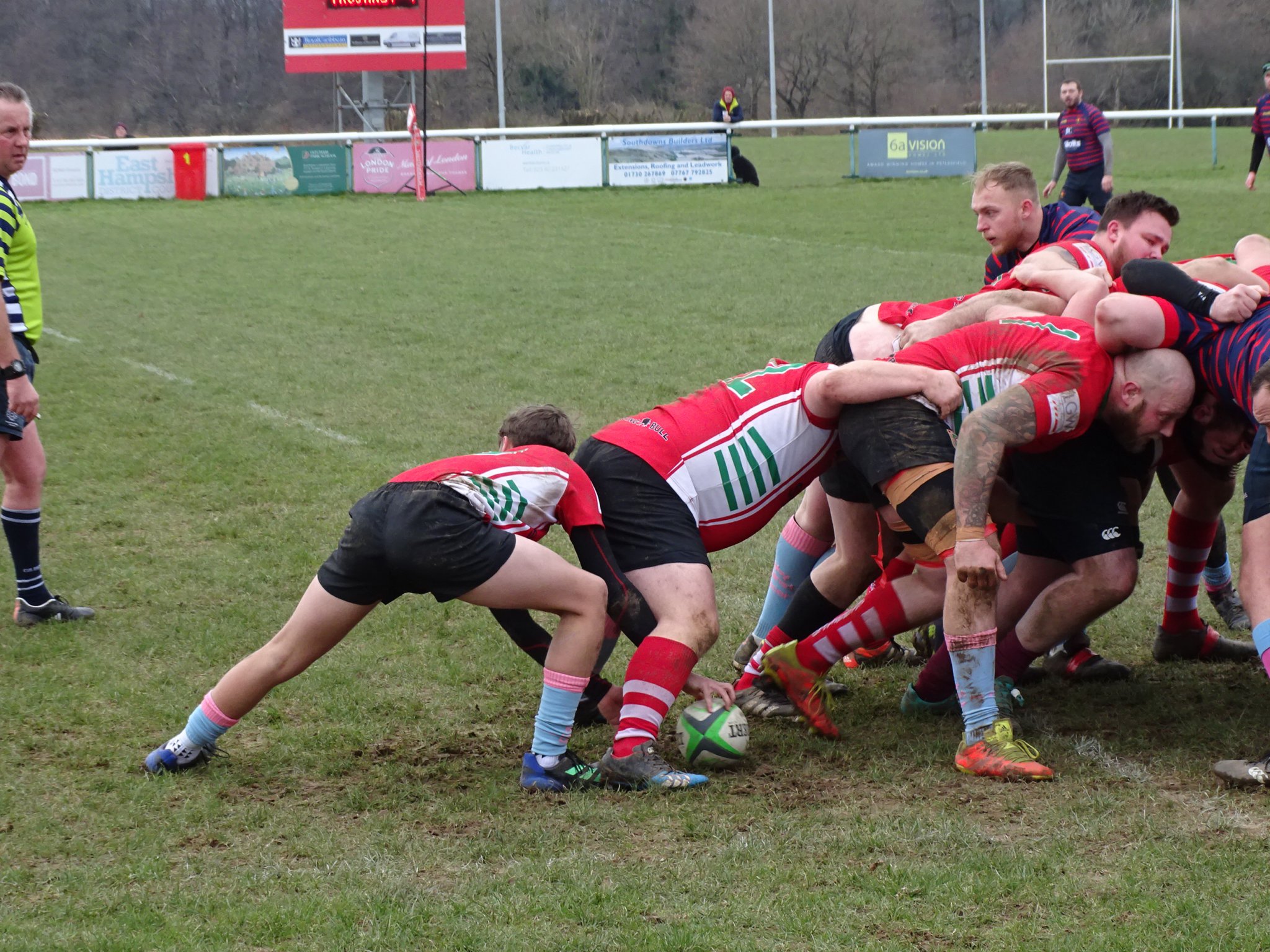 With the scrum won, Petersfield’s Archie Whitear prepares to make a pass