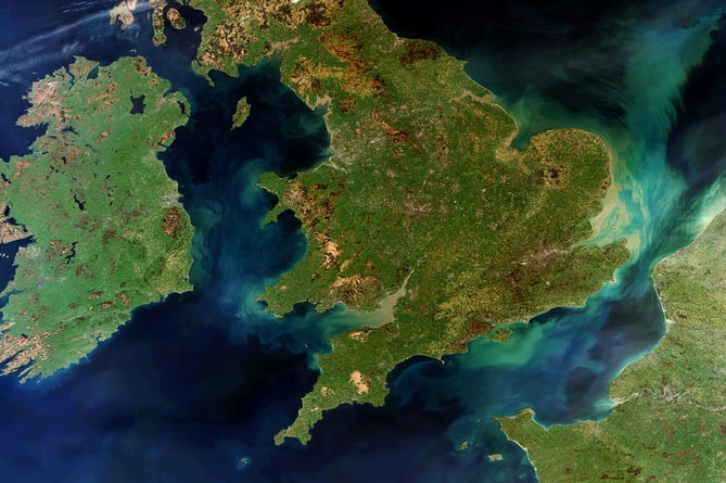 The lush landscapes of Ireland, Great Britain and northern France are pictured in this rare cloud-free view, acquired by Envisat on 28 March 2012