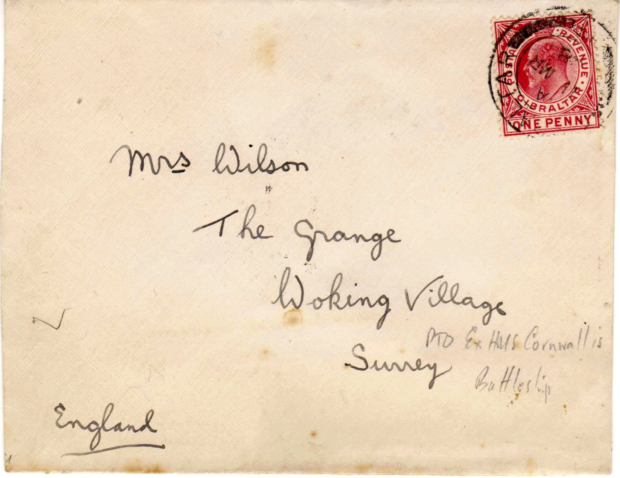 The envelope sent to Mrs Wilson.