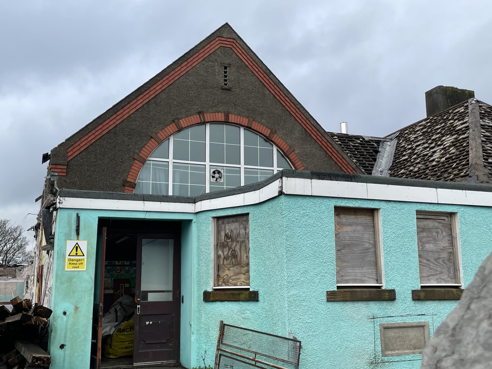 The demolition of Ballacloan Infants' School