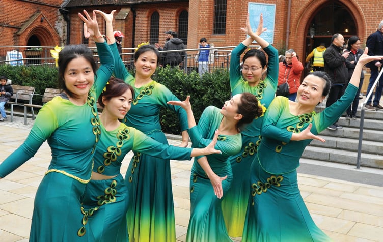Traditional dance troupe at the end of their performances.