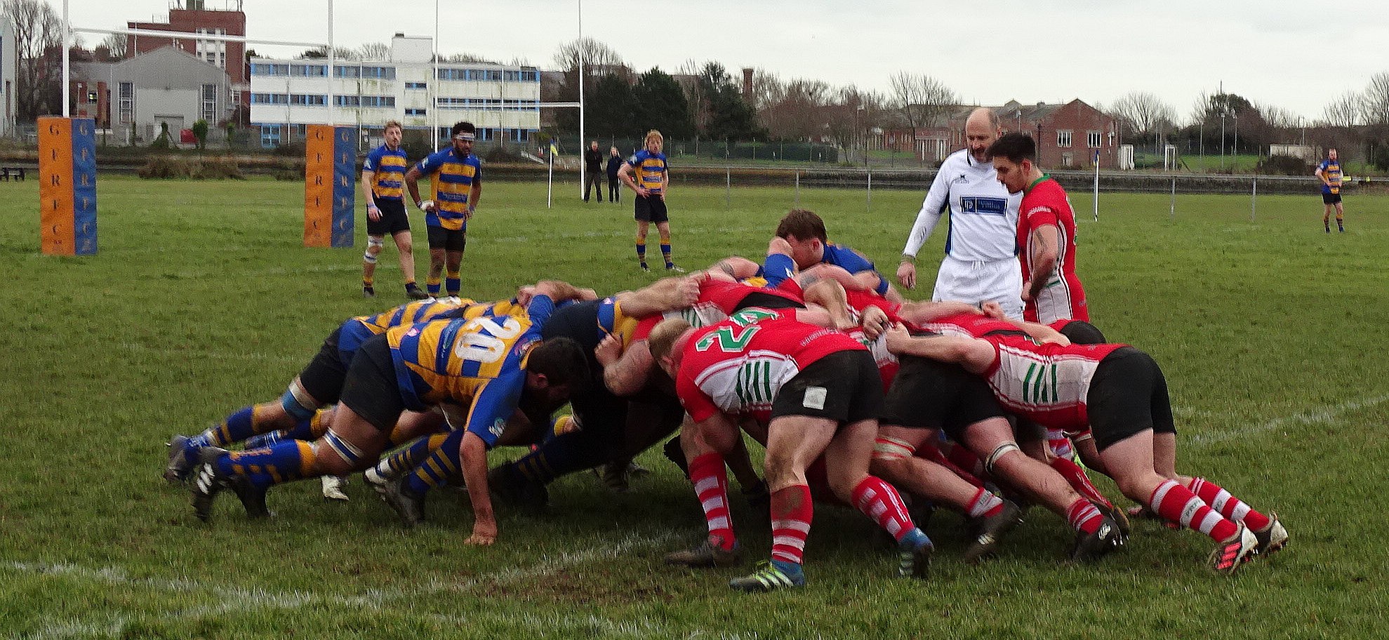 SCRUM TIME: Both teams compete at the scrum
