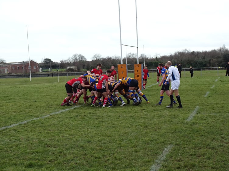 Gosport and Fareham scrummage over the line