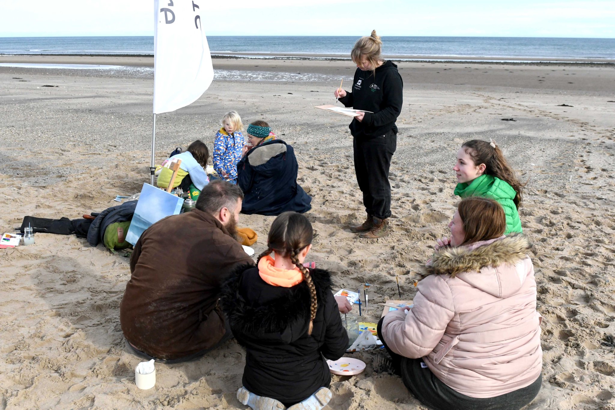 Painting on Ramsey beach with Manx Wildlife Trust artist in residence Clare Payne, as part of Love Your Beach Week -