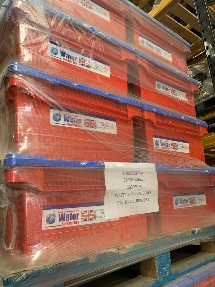 Boxes packed ready to be flown out from Heathrow