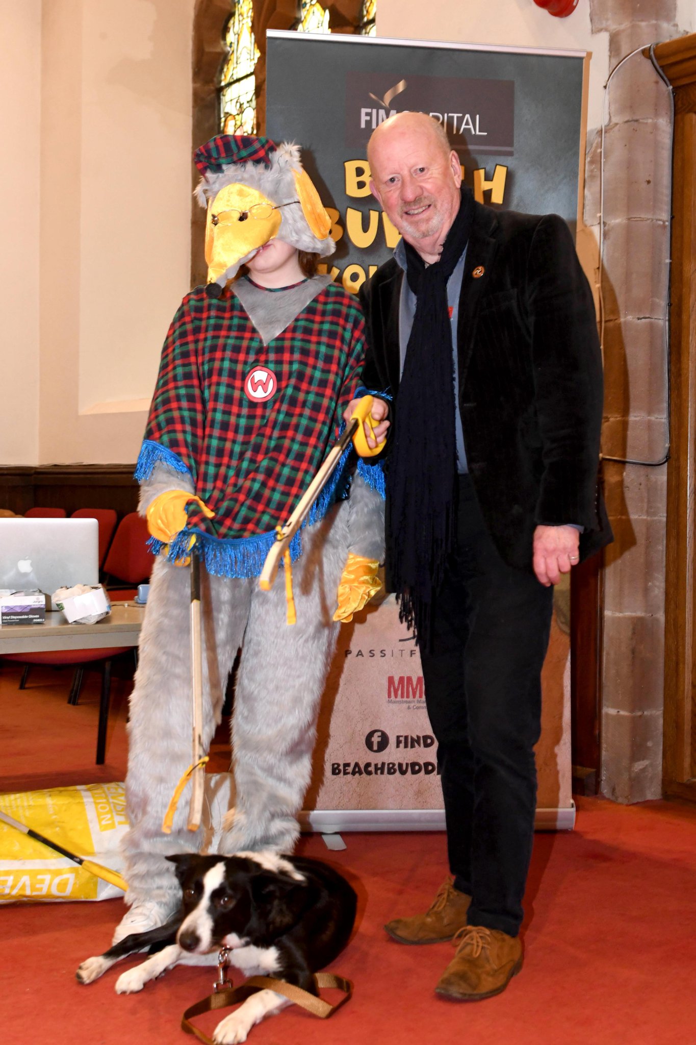The first day of the Manx Nature Show at Peel Cathedral, presented by Manx Whale and Dolphin Watch - Bill Dale of Beach Buddies with Orinoco the Womble