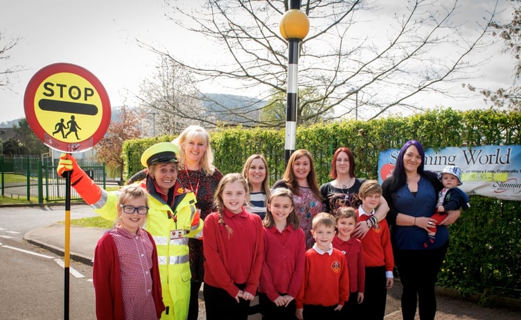Pupils dressed in their hi-vis jackets were joined by Councillor Emma Bryn to kickstart the fundraiser in memory of Pam, pictured right