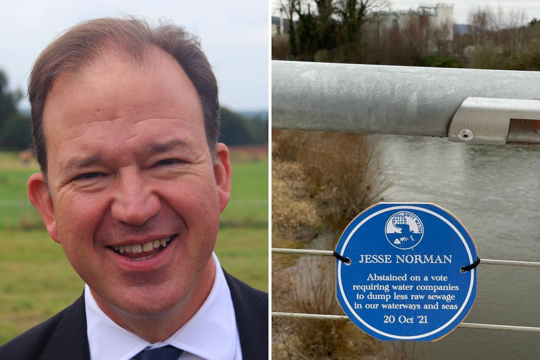 Jesse Norman wants Wye action, but mock plaques criticise him