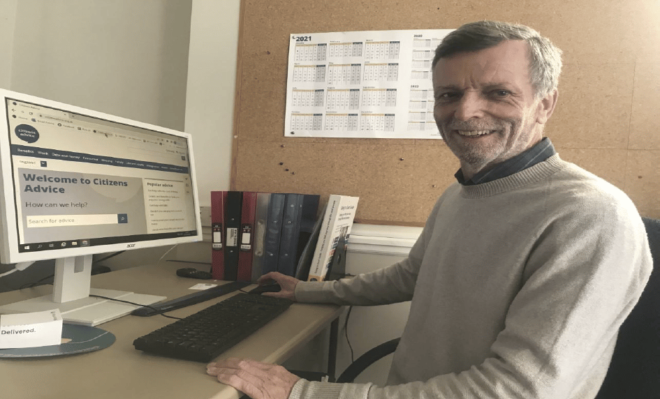 <p>Kevin training to be an Advisor for Citizens Advice at the Farnham office</p>