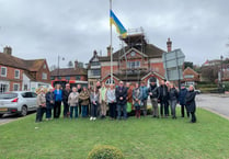 Ukrainian families and hosts observe minute's silence in Haslemere
