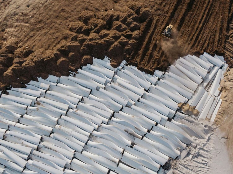 Wind turbine blades in landfill