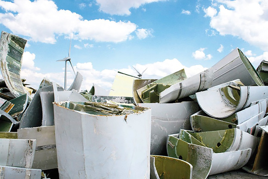 Wind turbine blades in landfill
