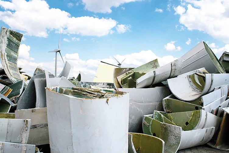 Wind turbine blades in landfill