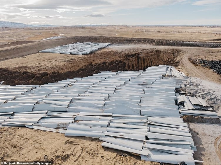 Wind turbine blades in landfill