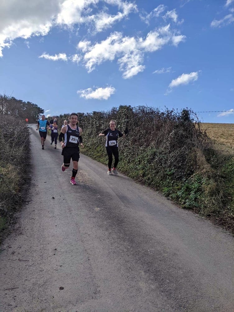 Tao Bi and Sarah Wilkinson of Newquay Road Runners at the Looe 10 Miler.
