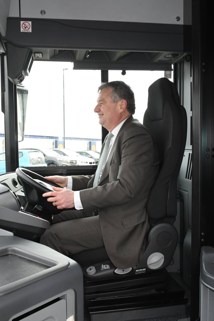 A zero emission Mercedes ‘eCitaro’ electric bus being tested on the island’s roads -