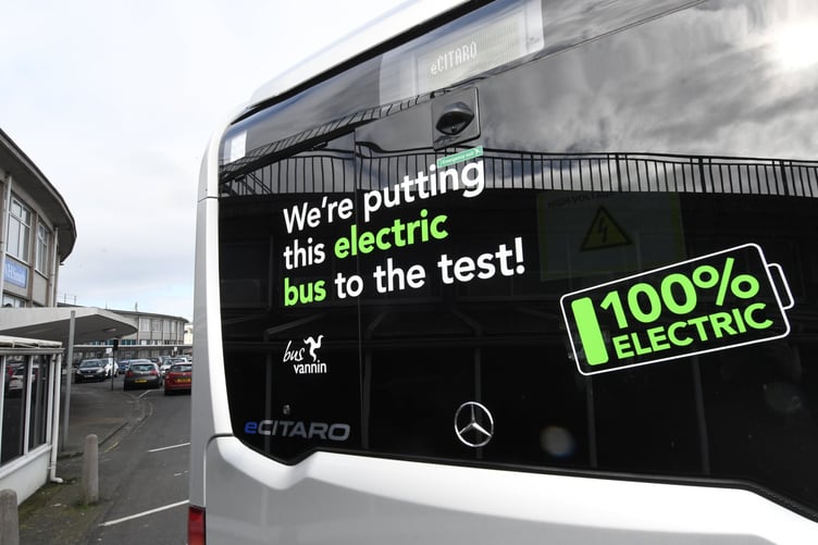 A zero emission Mercedes ‘eCitaro’ electric bus being tested on the island’s roads -