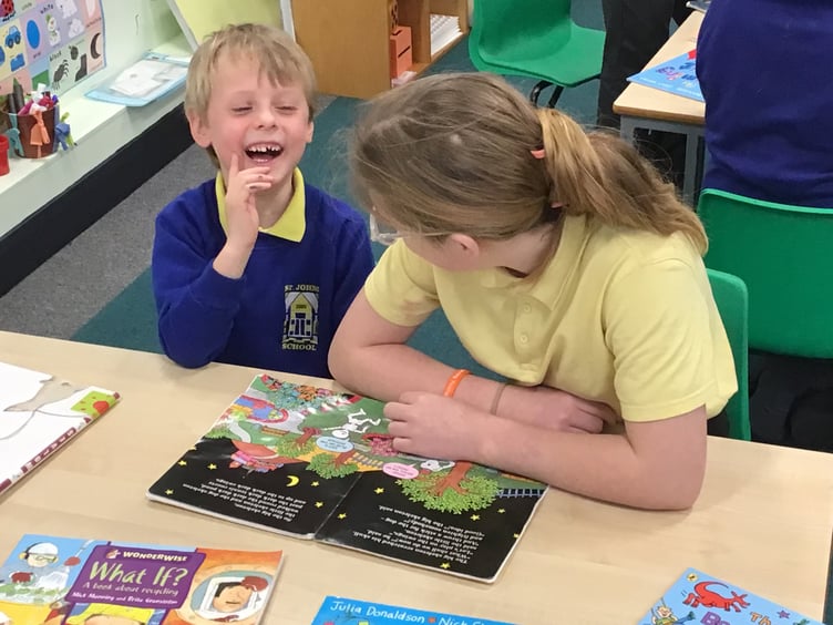 St John's School pupils ran a book exchange and children of different ages read their favourite books together in shared reading sessions