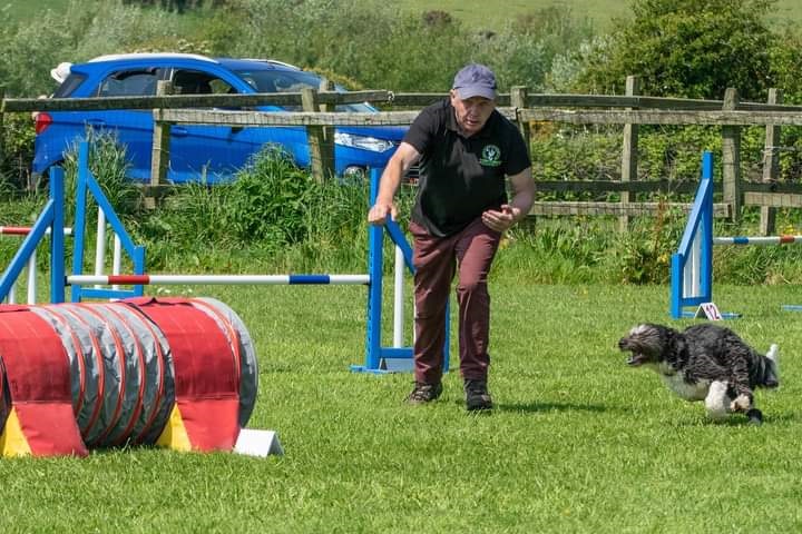 Neil Leckenby and Lacey training on an agility course
