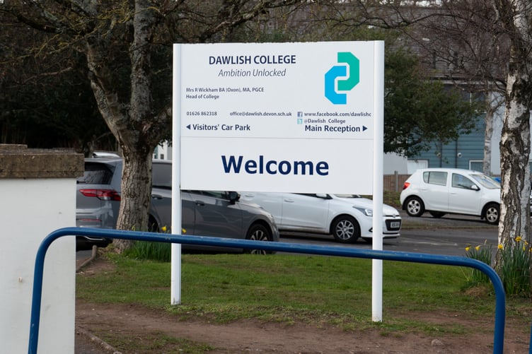 Dawlish College photographed on the 06/03/2023 following the death of a young Ukrainain. Picture SWNS